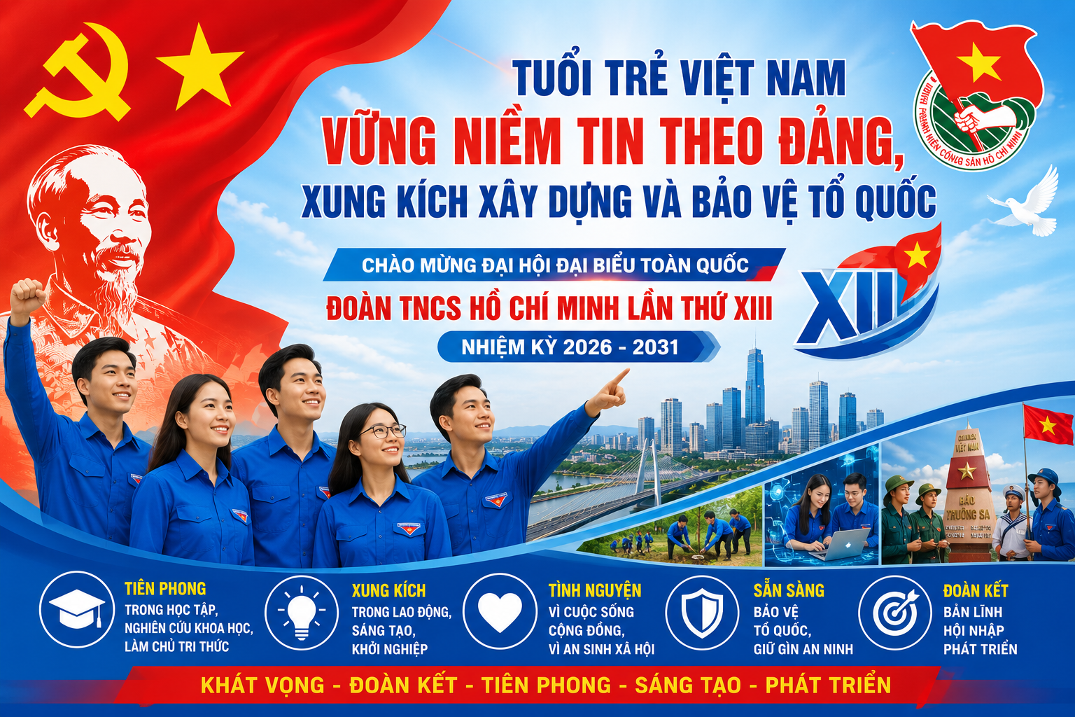 Tuổi trẻ Việt Nam vững niềm tin theo Đảng, xung kích xây dựng và bảo vệ Tổ quốc